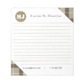 Professioneel, stijlvol monogram script met tartan notitieblok (Voorkant)