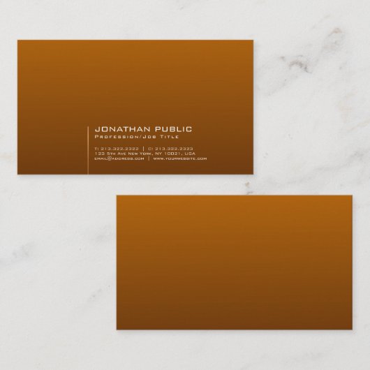 Professioneel Stijlvol Rood Bruin Modern Plain Visitekaartje (Voorkant / Achterkant)