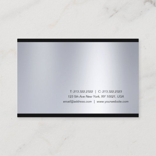 Professioneel stijlvol script glam Silver Modern Visitekaartje (Achterkant)