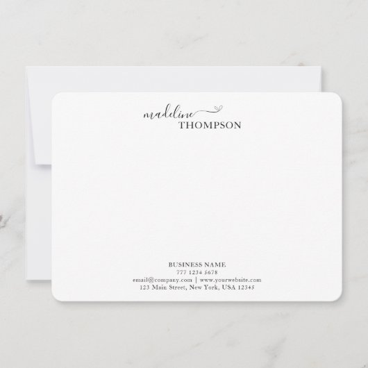 Professioneel stijlvol script, Typografie Business Notitiekaartje (Voorkant)