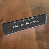 Professioneel stijlvol zwart bureaublad naambordje (Zijkant)