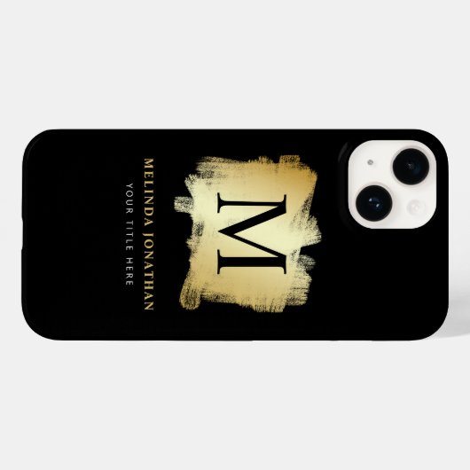 Professioneel Stijlvol Zwart Goud Borstel Monogram Case-Mate iPhone Case (Achterkant (horizontaal))