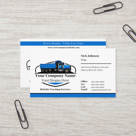 Professioneel stortwagen transportbedrijf QR-code Visitekaartje (Voorkant / Achterkant in situ)