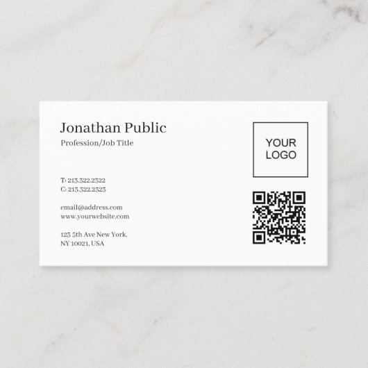 Professioneel Strak QR Code Upload Bedrijfslogo na Visitekaartje (Voorkant)