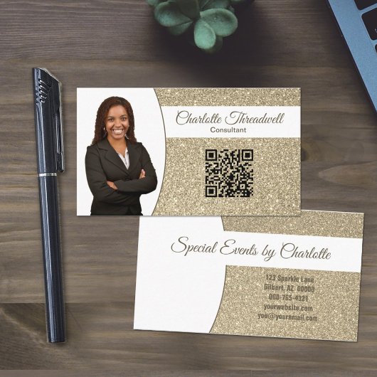 Professioneel Subtiele Gouden Glitter Aangepaste F Visitekaartje