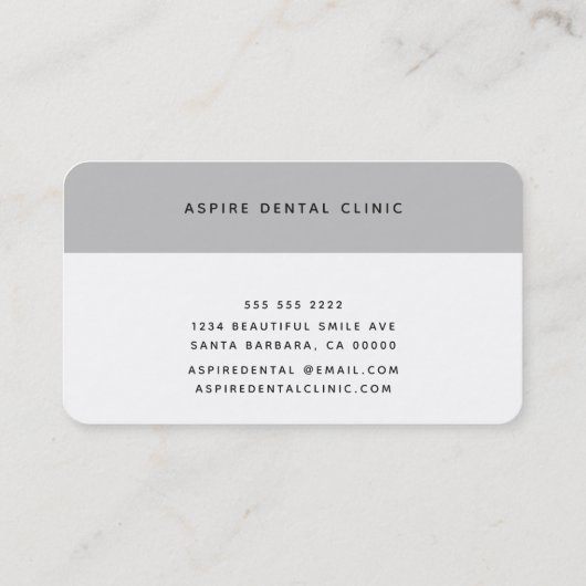 Professioneel tandheelkundig tandheelkundig patroo visitekaartje (Achterkant)