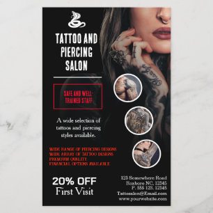 Professioneel Tattoo- en Piercing Salon Bedrijf Flyer