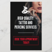 Professioneel Tattoo- en Piercing Salon Bedrijf Flyer (Achterkant)
