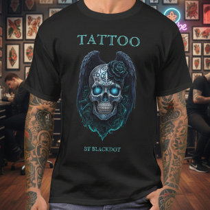 Professioneel Tattooist Vleugelige Schedel Tattoo T-shirt