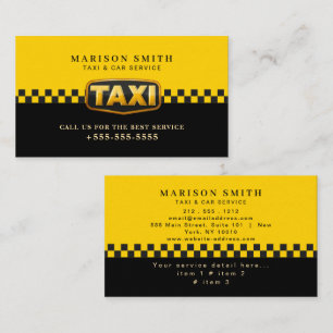 Professioneel Taxi Dienst Visitekaartje