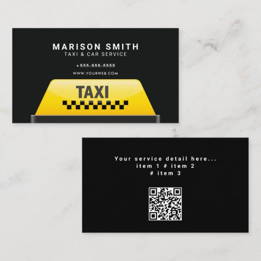 Professioneel Taxi Service Visitekaartje (Voorkant / Achterkant)