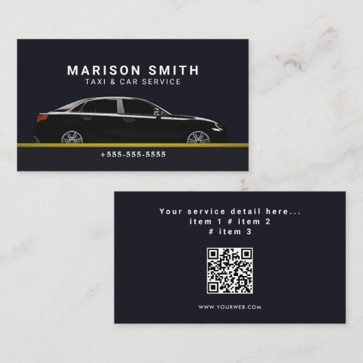Professioneel Taxi Service Visitekaartje (Voorkant / Achterkant)