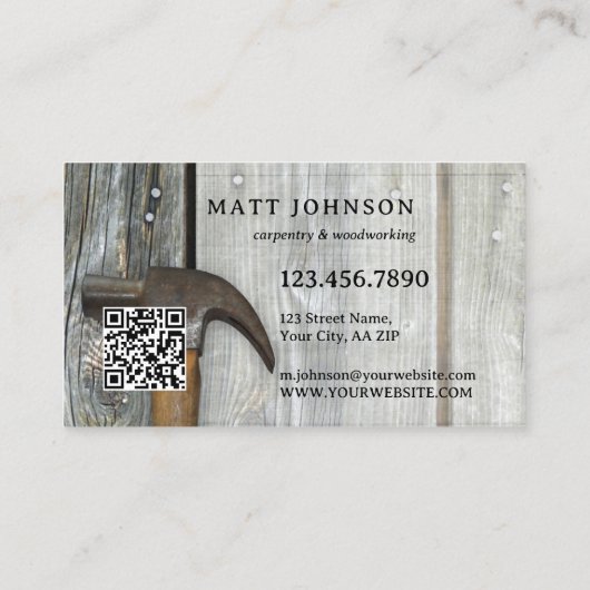 Professioneel Timmerman Constructie QR Code Visitekaartje (Achterkant)