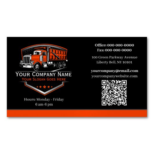 Professioneel Trucking Hijsonderneming QR Code Magnetisch Visitekaartje (Voorkant)