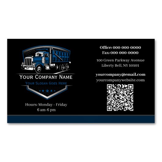 Professioneel Trucking Laadbedrijf QR Code Magnetisch Visitekaartje (Voorkant)