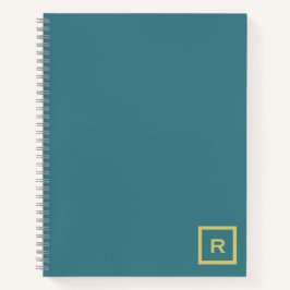 Professioneel Turquoise effen kleur effen Initiaal Notitieboek