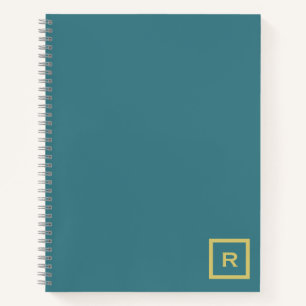 Professioneel Turquoise effen kleur effen Initiaal Notitieboek