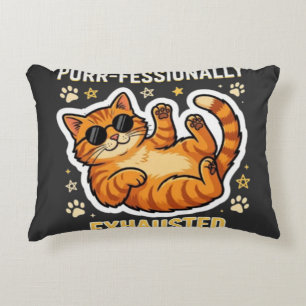 Professioneel Uitgeput Grappig Lui Kat T-Shirt Accent Kussen