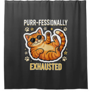 Professioneel Uitgeput Grappig Lui Kat T-Shirt Douchegordijn