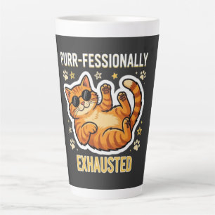 Professioneel Uitgeput Grappig Lui Kat T-Shirt Latte Mok