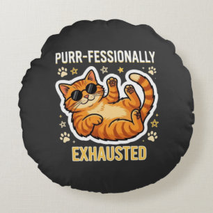 Professioneel Uitgeput Grappig Lui Kat T-Shirt Rond Kussen