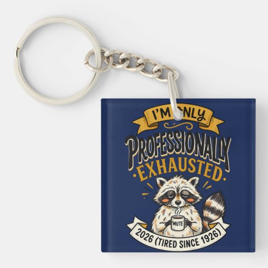 Professioneel Uitgeput Wasbeer Sleutelhanger (voorkant)