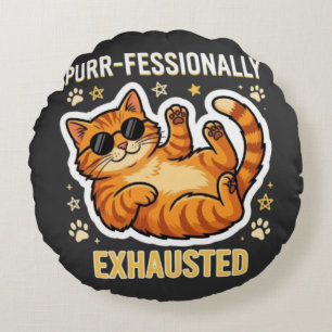 Professioneel Uitgeputte Grappige Luie Kat T-Shirt Rond Kussen