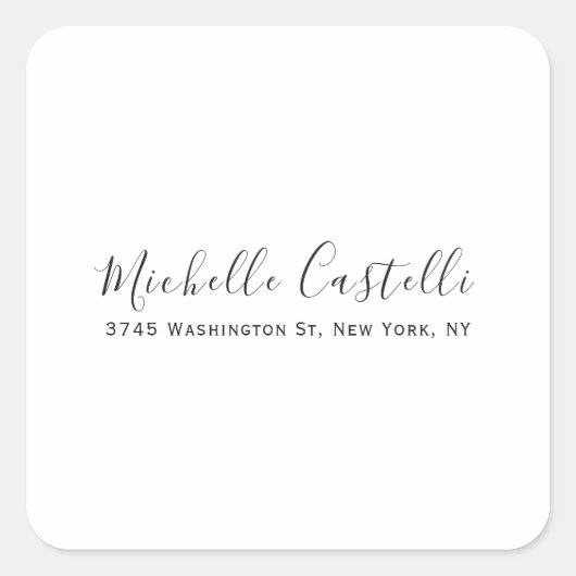 Professioneel Uniek Klassiek Eenvoudig Handschrift Vierkante Sticker (Voorkant)