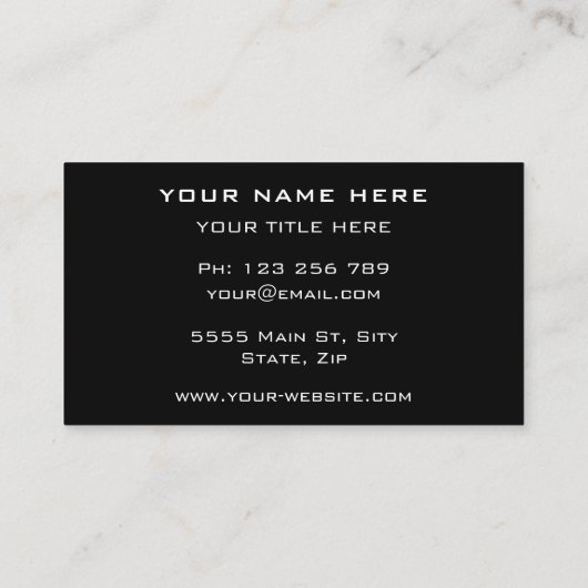 Professioneel Uw Eigen Ontwerp Zwart Visitekaartje (Achterkant)