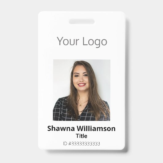 Professioneel Uw Logo Wit Foto Streepjescode ID Badge (Voorzijde)