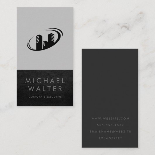 Professioneel | Vastgoed | Leer Trim Visitekaartje (Voorkant / Achterkant)