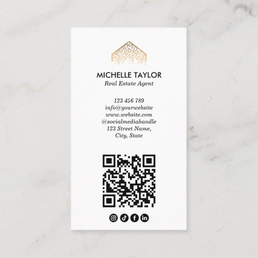 Professioneel Vastgoed Logo Foto QR Code Visitekaartje (Achterkant)