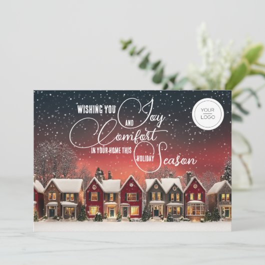 Professioneel Vastgoed Team Foto Custom Logo Feestdagenkaart (Staand voorkant)