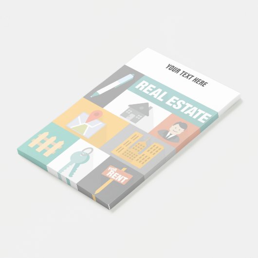 Professioneel vastgoedmakelaar post-it® notes (Schuin)