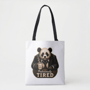 Professioneel Vermoeide Panda Coffieliefhebber Tote Bag
