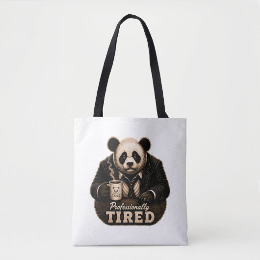 Professioneel Vermoeide Panda Coffieliefhebber Tote Bag (Voorkant)