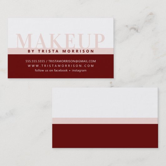 PROFESSIONEEL vet kleurenblok donkerrood blush roz Visitekaartje (Voorkant / Achterkant)