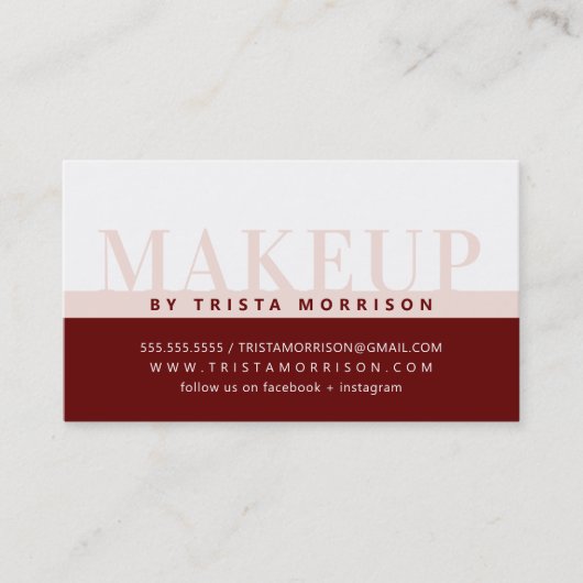 PROFESSIONEEL vet kleurenblok donkerrood blush roz Visitekaartje (Voorkant)