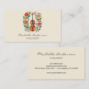 Professioneel violist viool muzikale bloemen visitekaartje