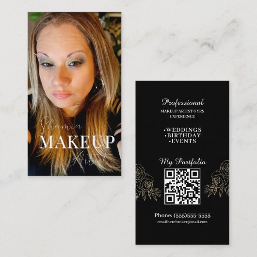 Professioneel Visagist Foto Card QR Code Visitekaartje (Voorkant / Achterkant)