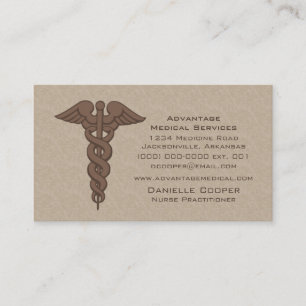 Professioneel Visitekaartje Caduceus, bruin