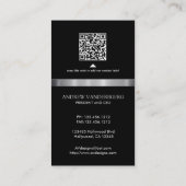 Professioneel Visitekaartje in zwart-wit en zilver (Achterkant)