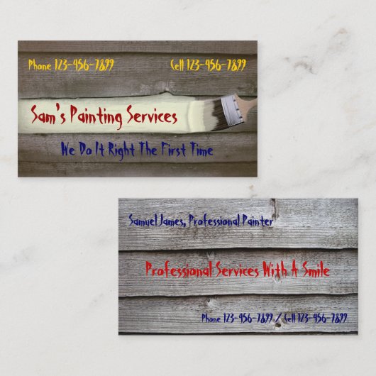 Professioneel Visitekaartje van de Painter Contrac (Voorkant / Achterkant)