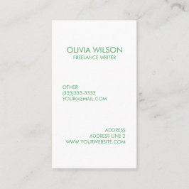 Professioneel vlak groen en wit visitekaartje