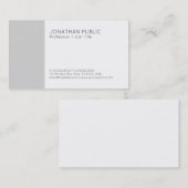 Professioneel vlak Modern Elegant Grey White Visitekaartje (Voorkant / Achterkant)
