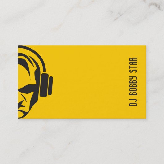 Professioneel, vlakke gele DJ met hoofdtelefoon lo Visitekaartje (Voorkant)