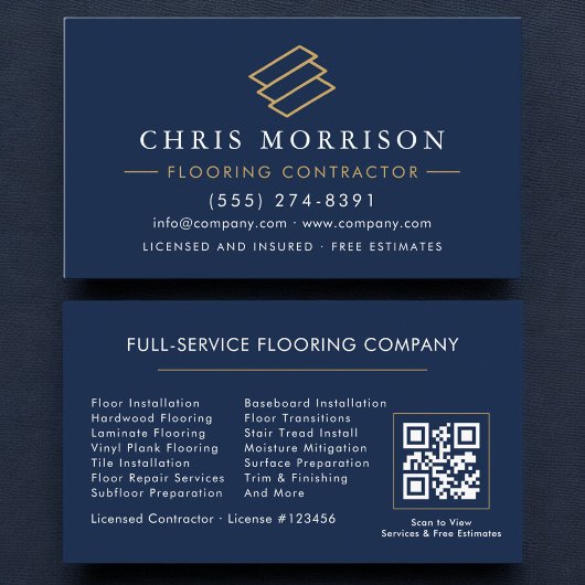 Professioneel Vloerbediening Service QR Code Visitekaartje