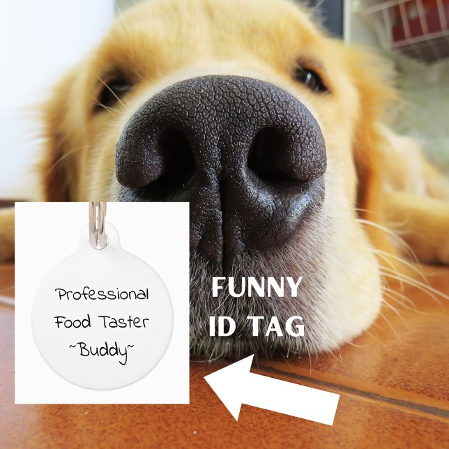Professioneel Voedselproever Grappige Hond Kat Huisdierpenning ('Professional Food Taster' Personalized Pet ID Tag)