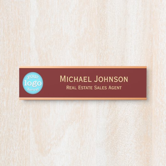 Professioneel Voeg Logo toe Titel Bedrijfs Kantoor Deurbordje (Voorkant)