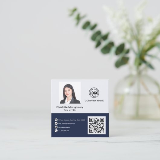 Professioneel voeg uw Logo QR-code toe Aangepast Vierkante Visitekaartje (Staand voorkant)